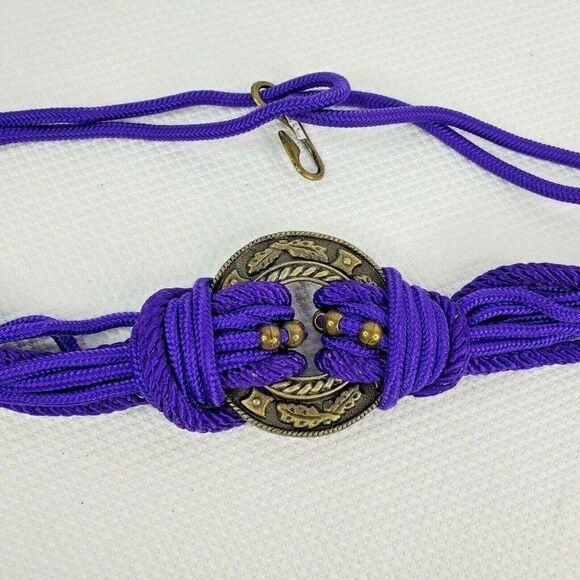 80s Thick Braided Belt Royal Blue Purple Rope main image 6